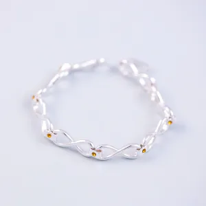 Silver Topaz November Birthstone Infinity Link Bracelet
