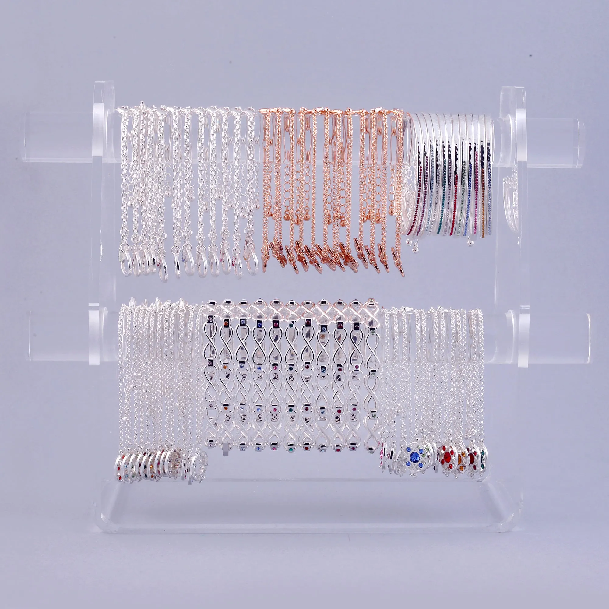 Silver Topaz November Birthstone Infinity Link Bracelet