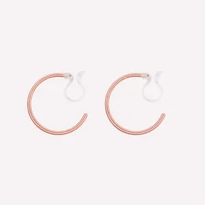 SMALL HOOP CLIP-ON EARRINGS IN ROSE GOLD