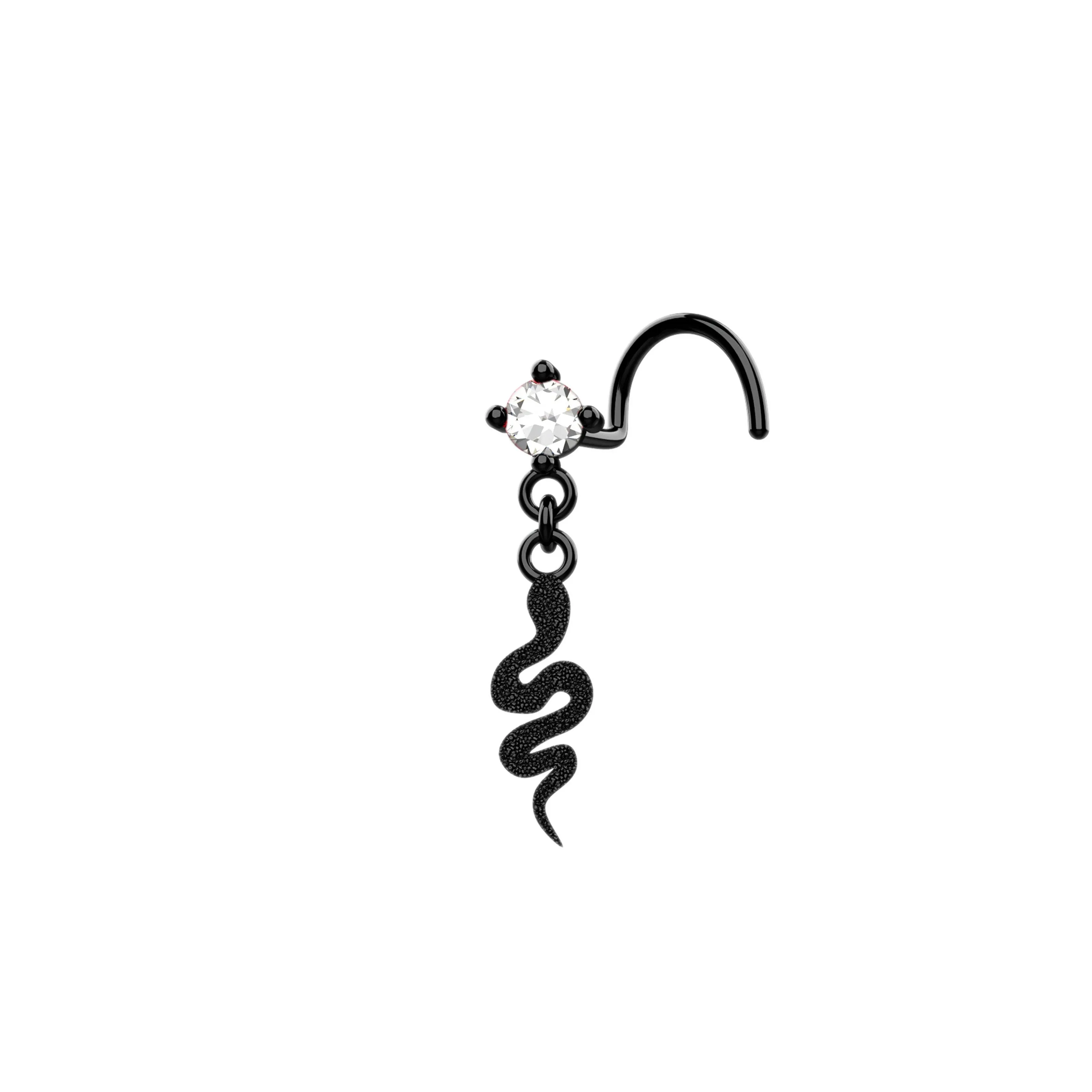 Snake Dangle Nose Ring – 14K Gold Serpent Nose Piercing Jewelry