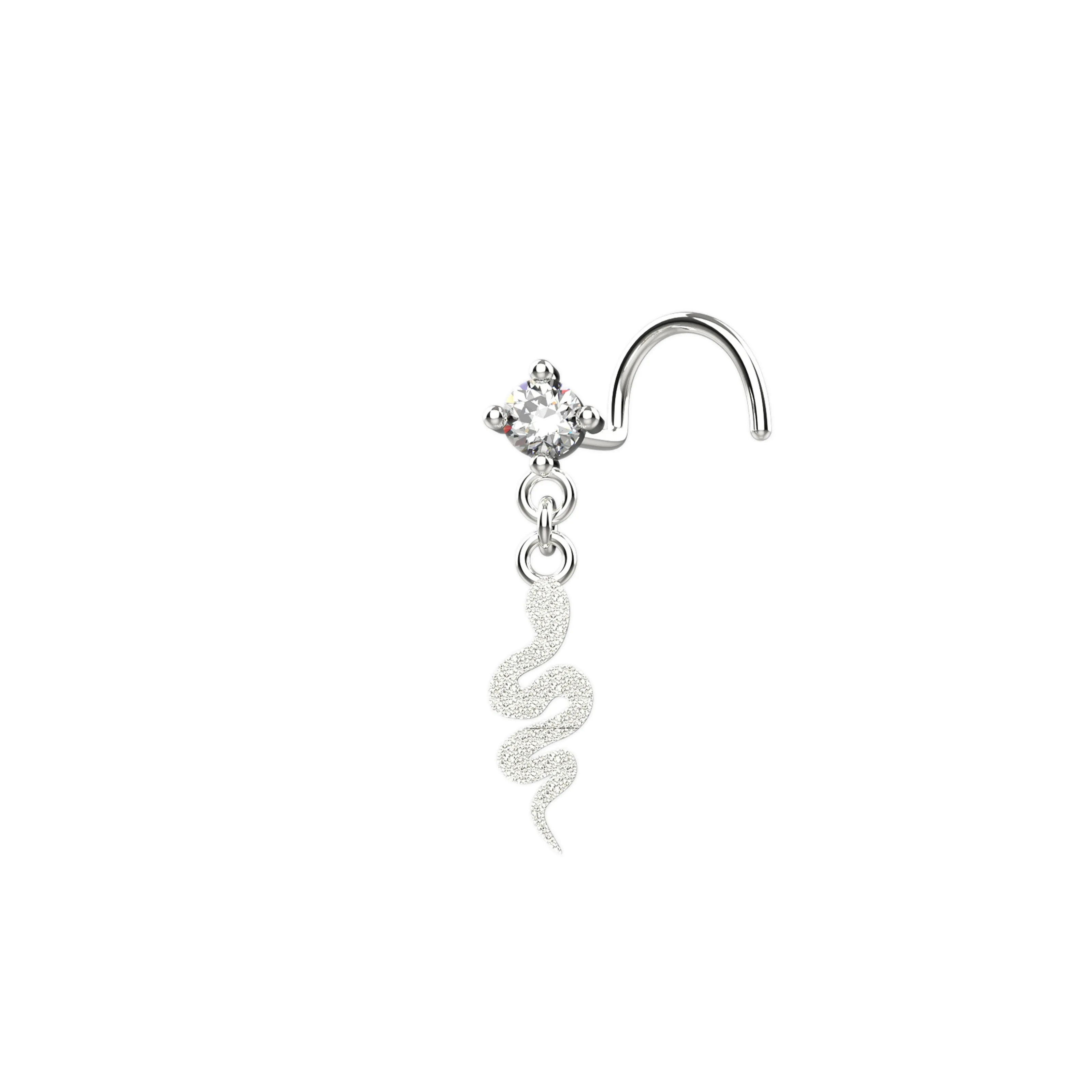 Snake Dangle Nose Ring – 14K Gold Serpent Nose Piercing Jewelry