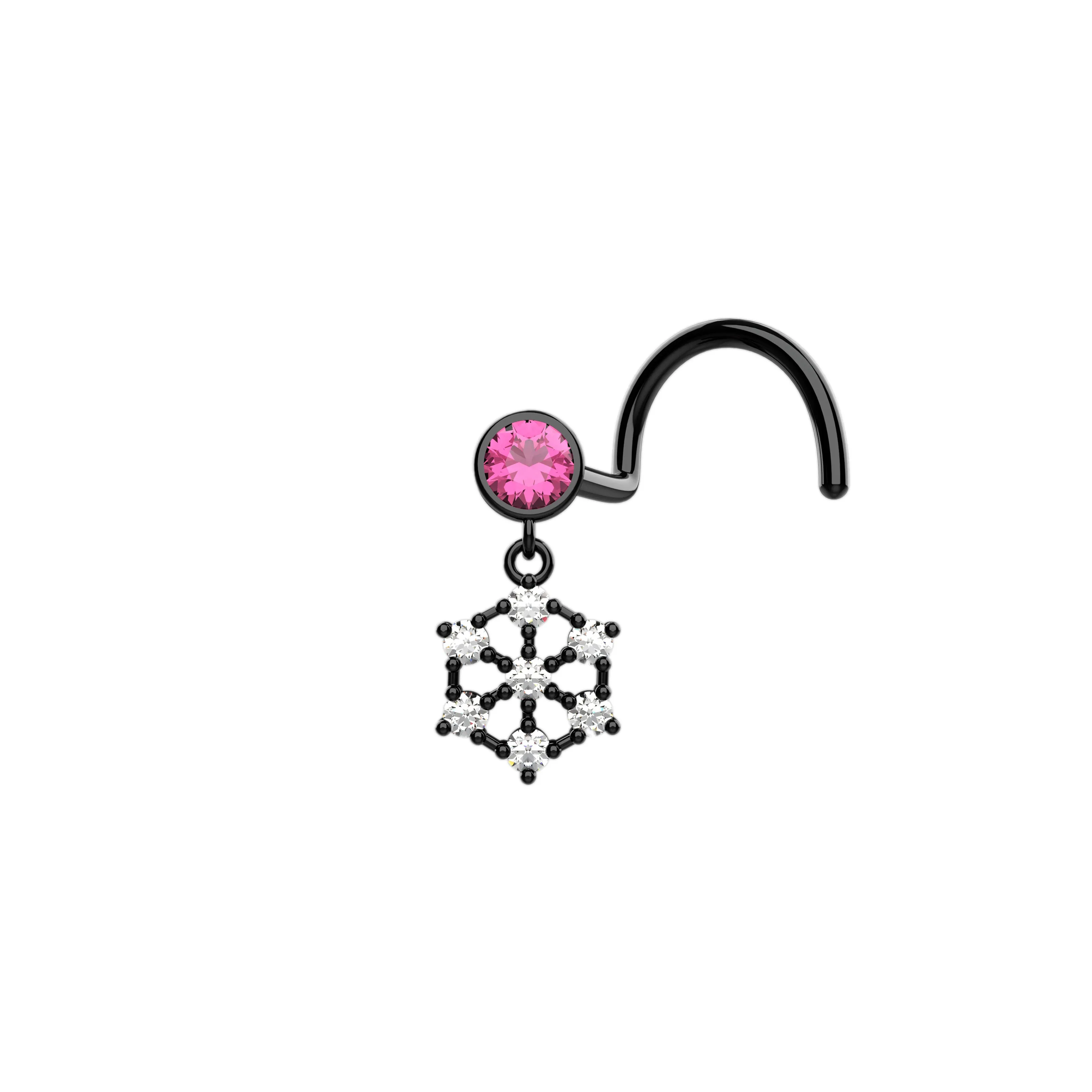 Snowflake Indian Dangle Nose Ring – Gold Traditional Piercing Jewelry