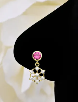 Snowflake Indian Dangle Nose Ring – Gold Traditional Piercing Jewelry