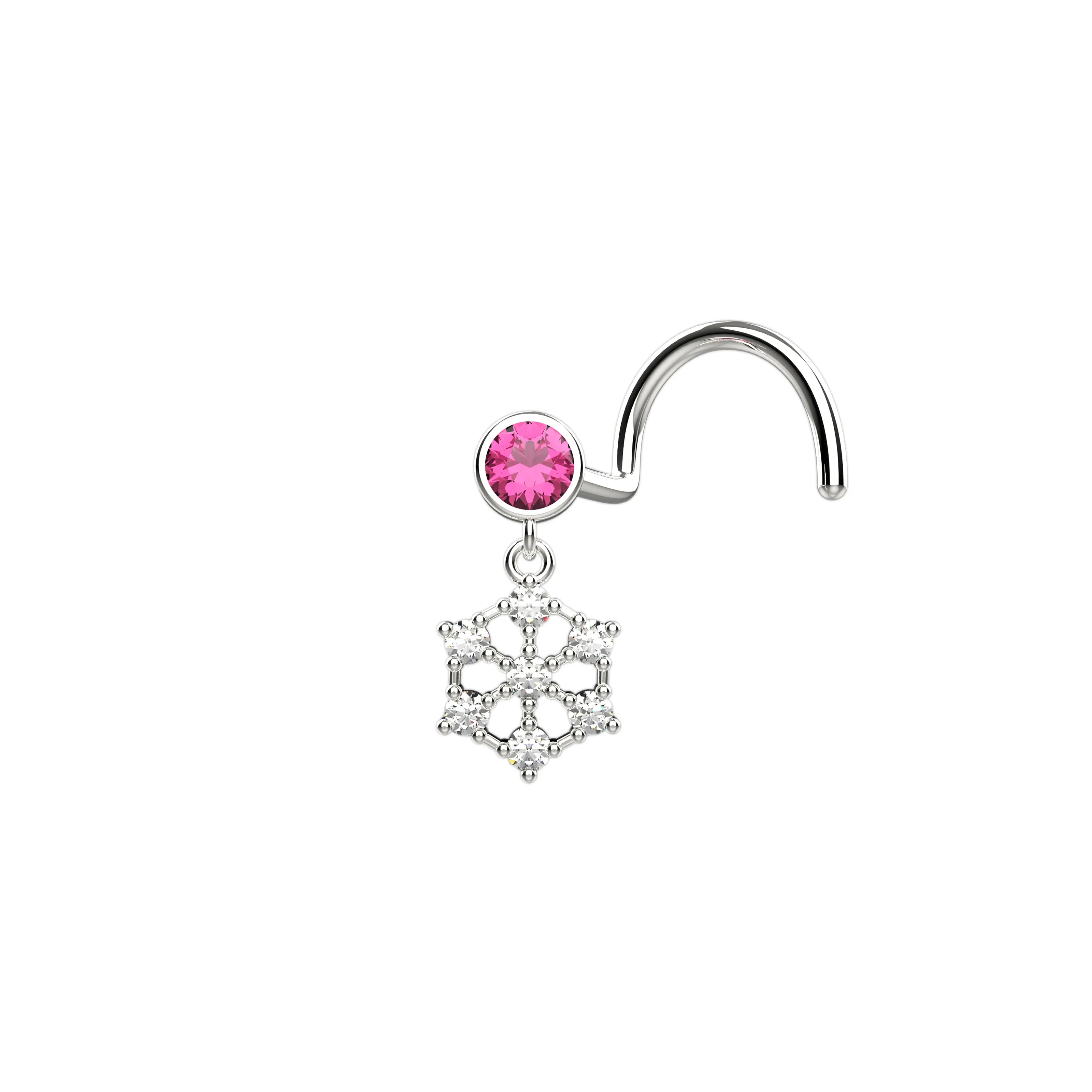 Snowflake Indian Dangle Nose Ring – Gold Traditional Piercing Jewelry