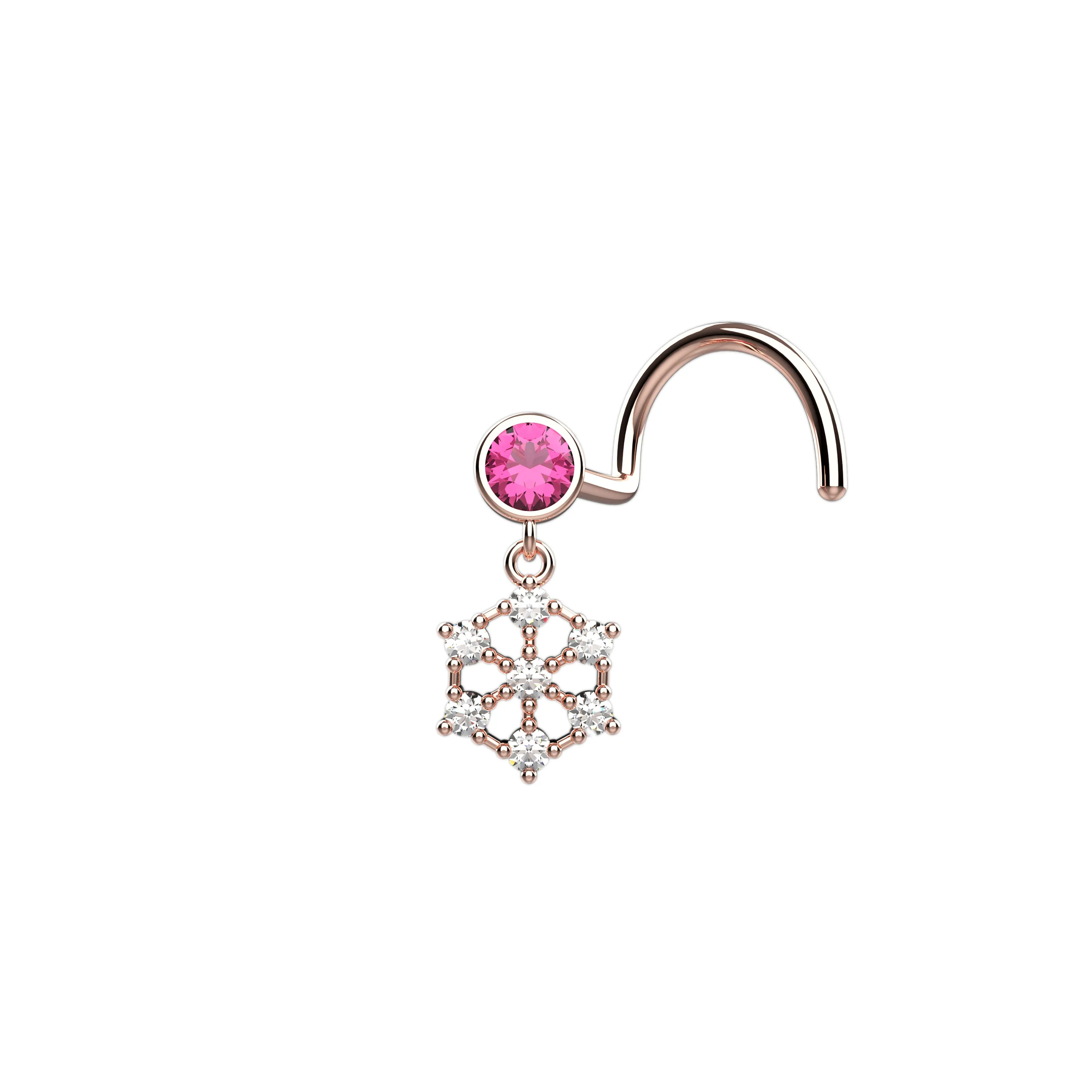 Snowflake Indian Dangle Nose Ring – Gold Traditional Piercing Jewelry