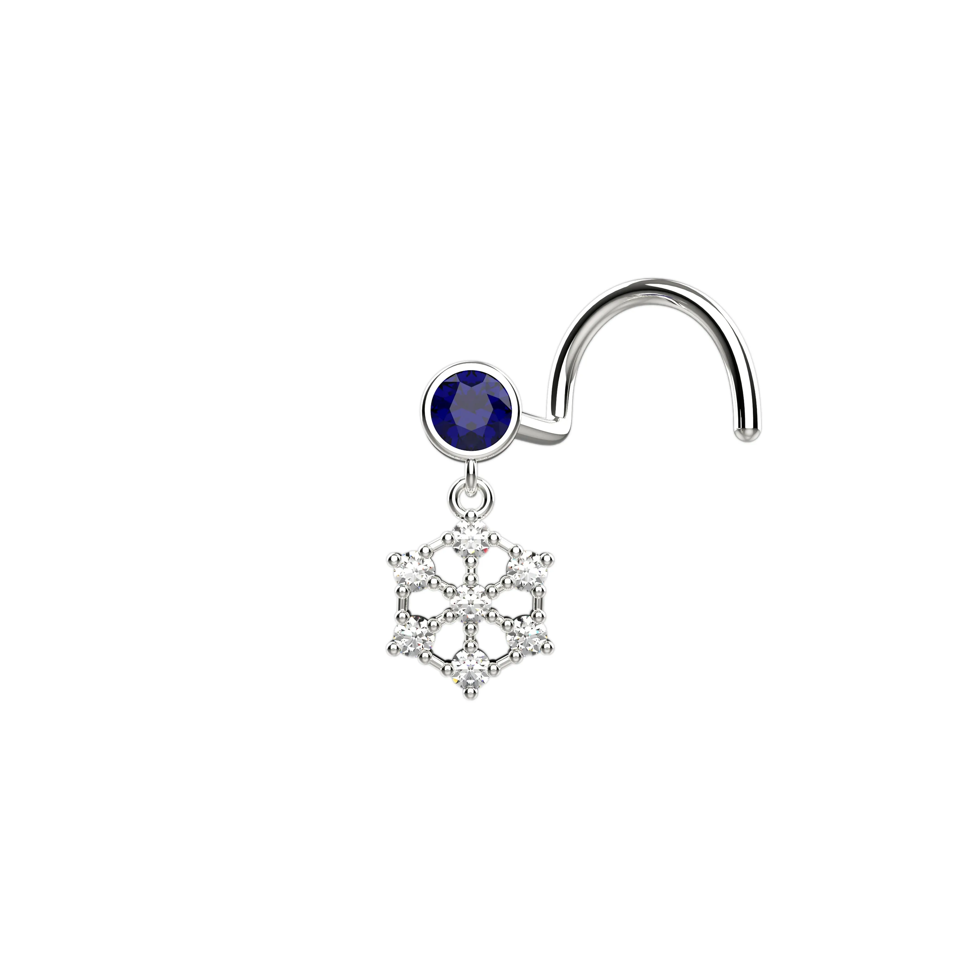Snowflake Micron Gold Dangle Nose Ring – Nose Piercing