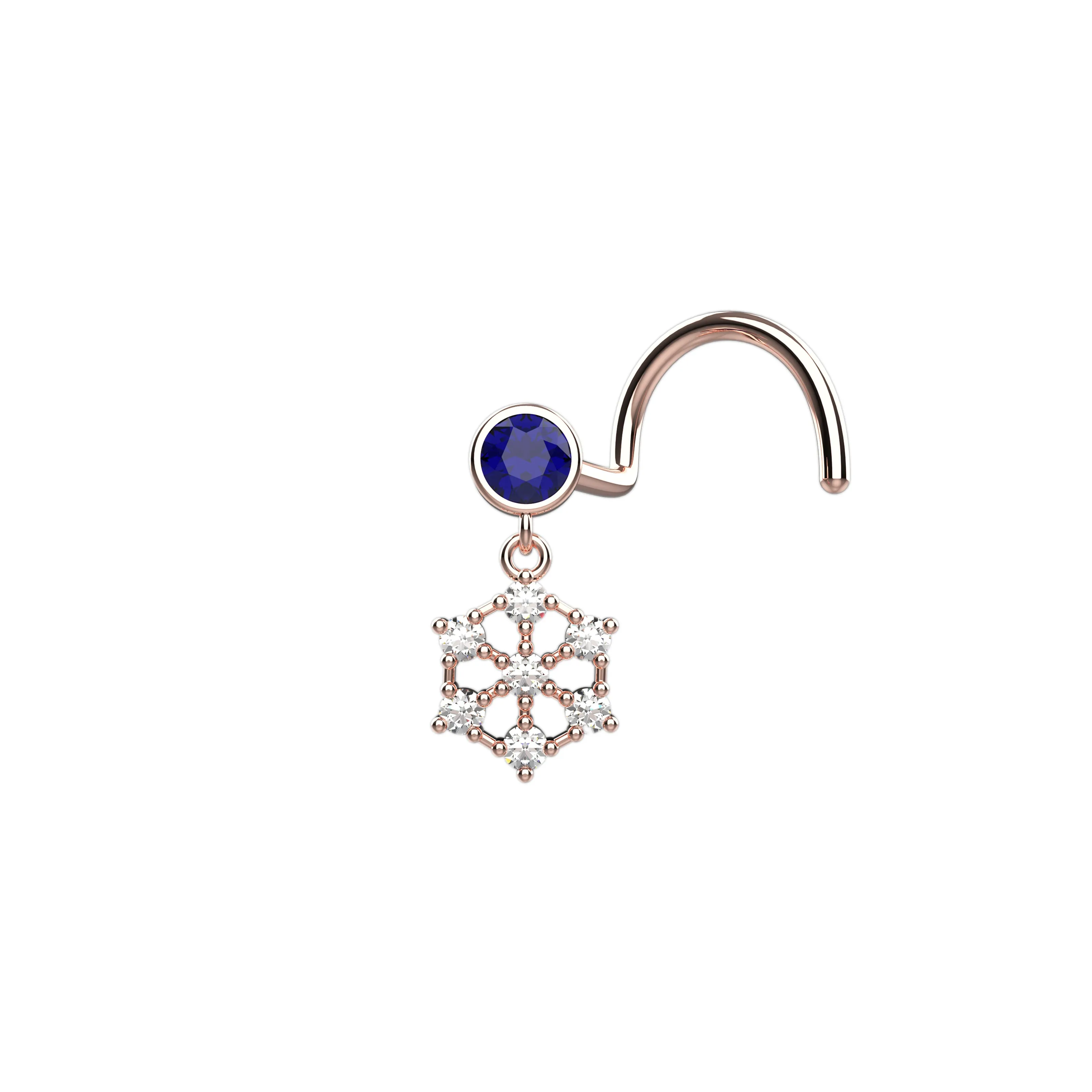Snowflake Micron Gold Dangle Nose Ring – Nose Piercing