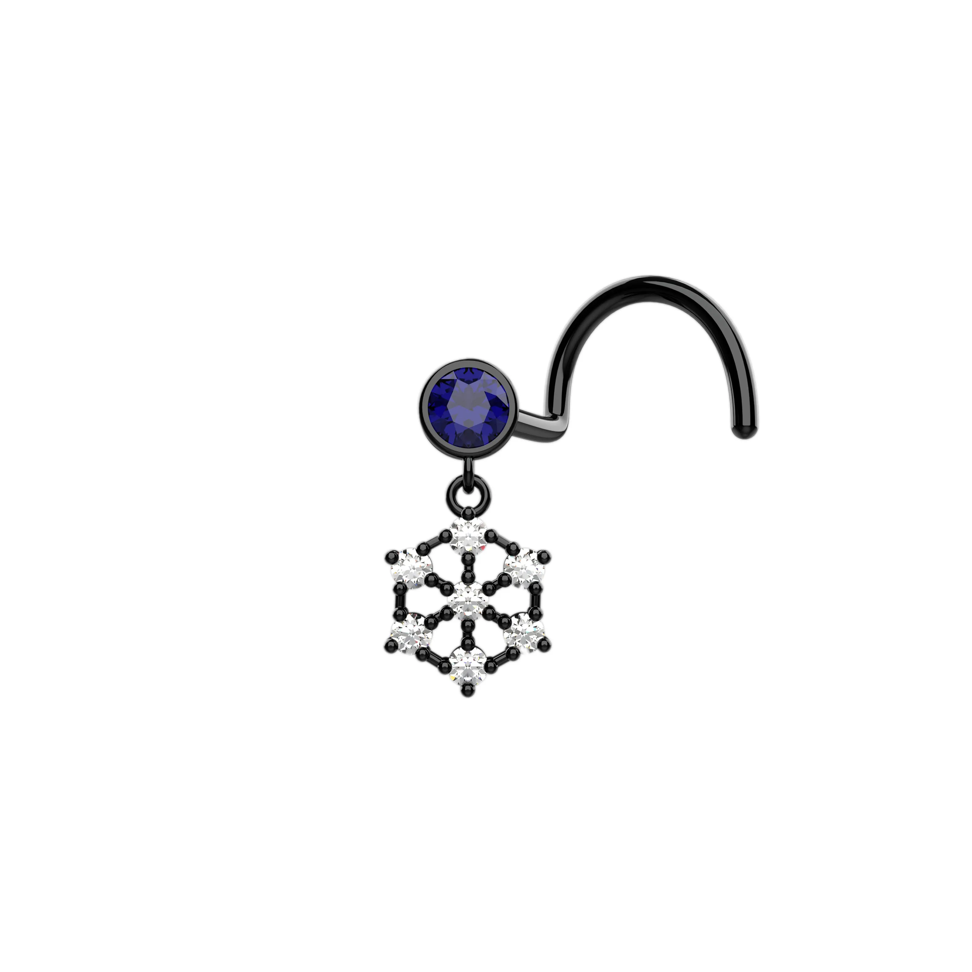 Snowflake Micron Gold Dangle Nose Ring – Nose Piercing