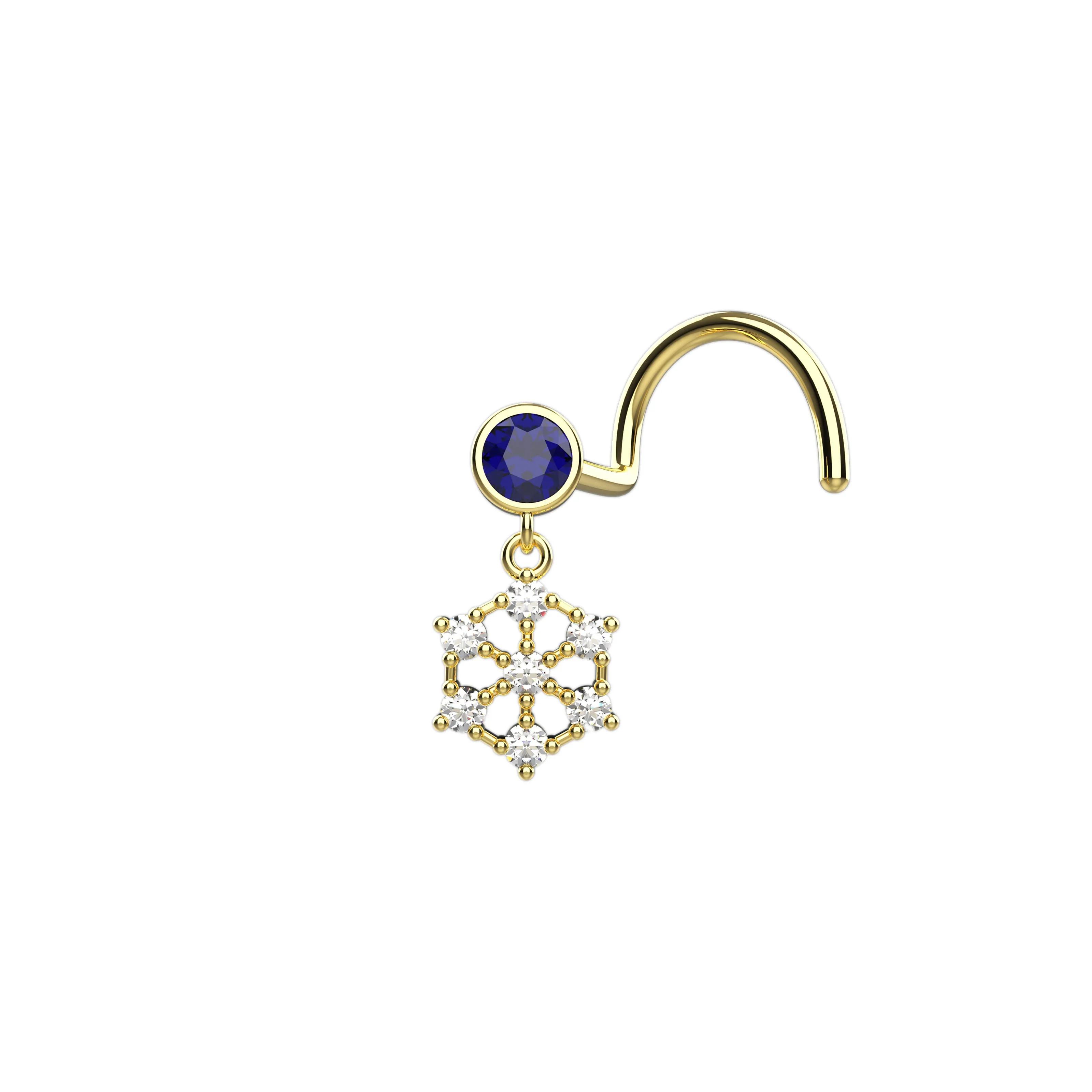 Snowflake Micron Gold Dangle Nose Ring – Nose Piercing