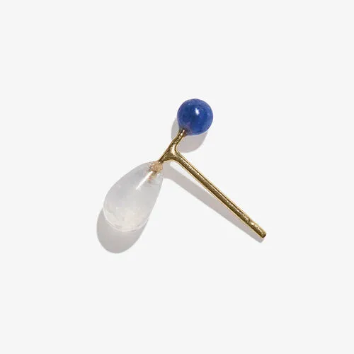 Sodalite & Moonstone Barbell Earring - 9kt Gold