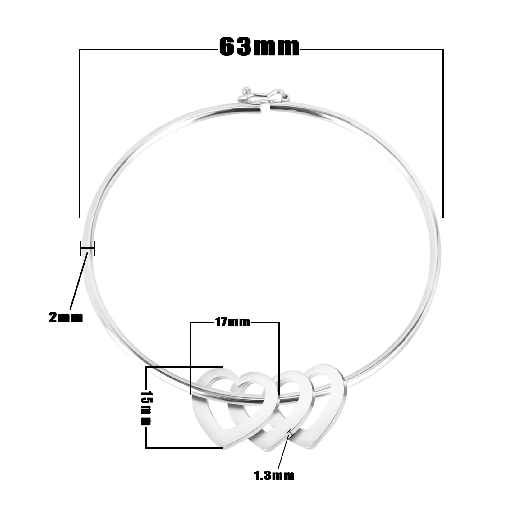 Stainless Steel Hearts Custom Bracelets For Women