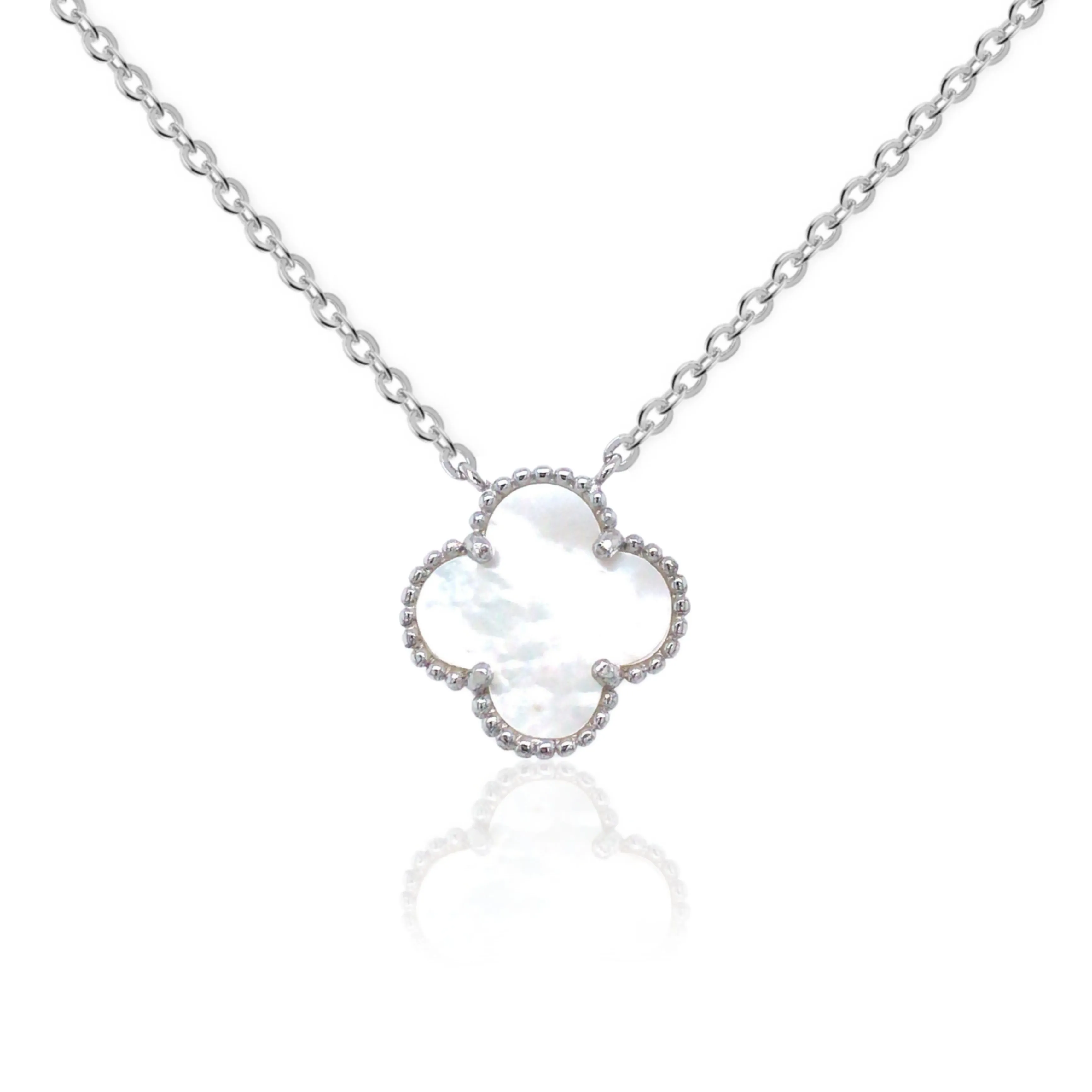 Sterling Silver Clover Shaped Assorted Stone Necklace