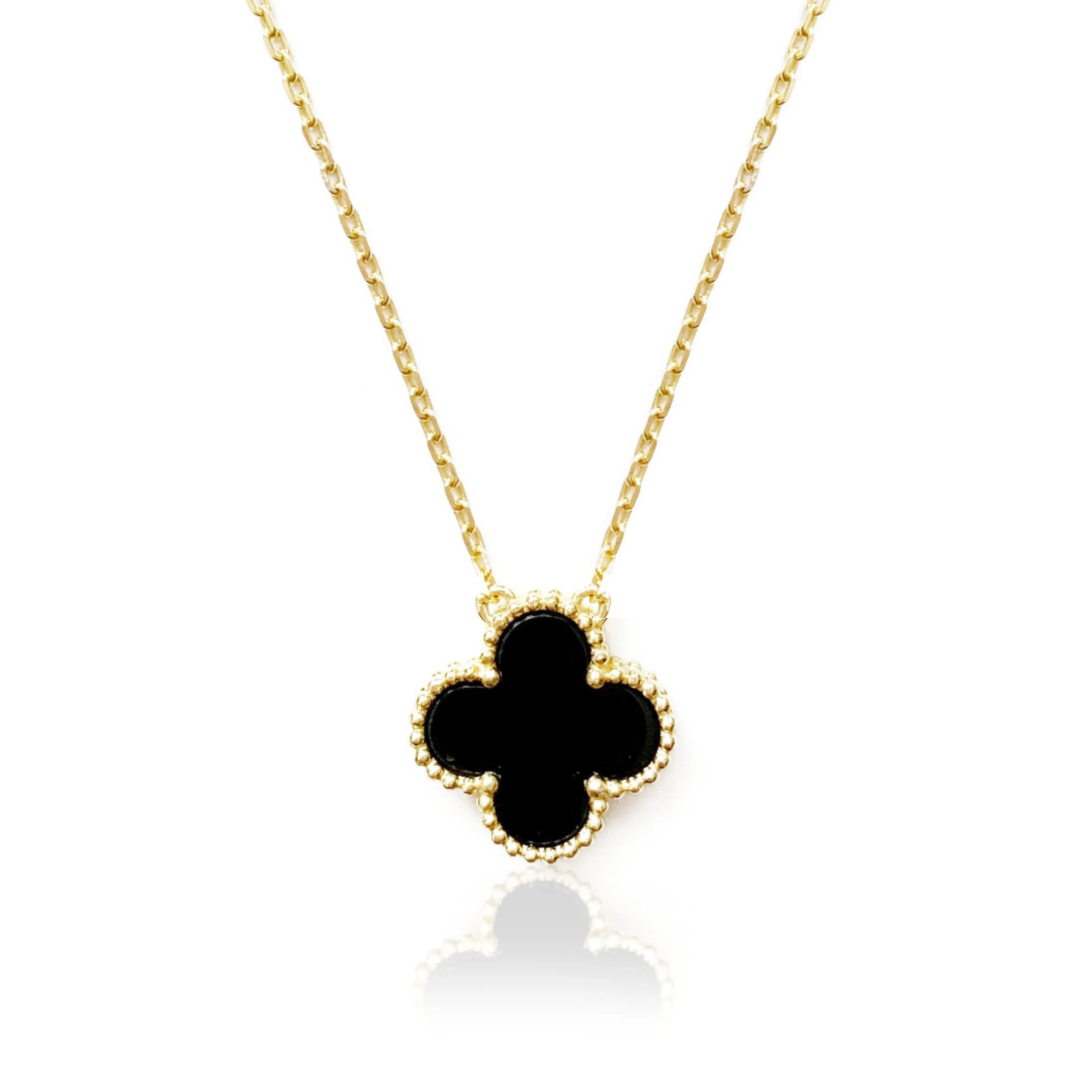 Sterling Silver Clover Shaped Assorted Stone Necklace