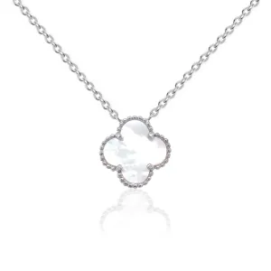 Sterling Silver Clover Shaped Assorted Stone Necklace