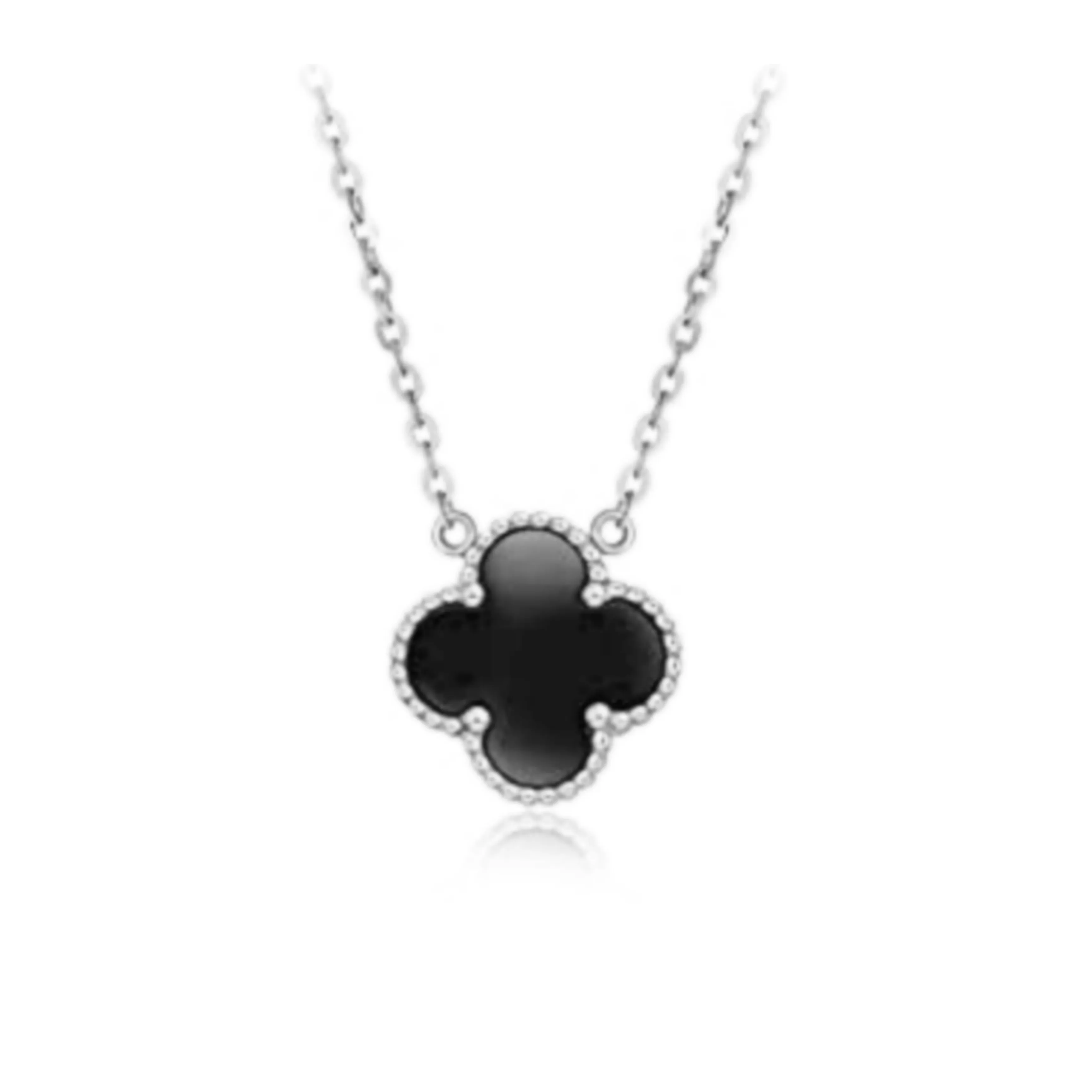 Sterling Silver Clover Shaped Assorted Stone Necklace