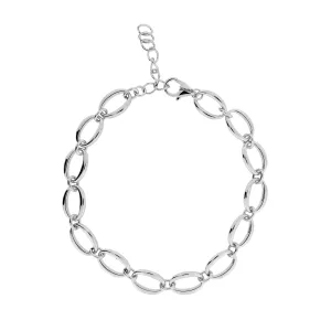 Sterling Silver Open Ovals Linked Bracelet