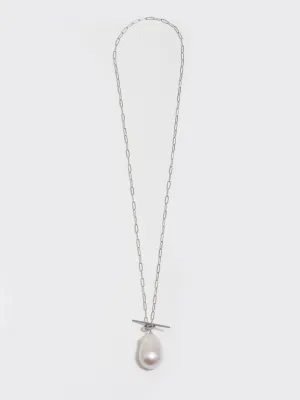 Sterling Silver Pearl & Toggle Necklace