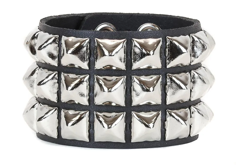 Studded Bracelet 3 Row Pyramid
