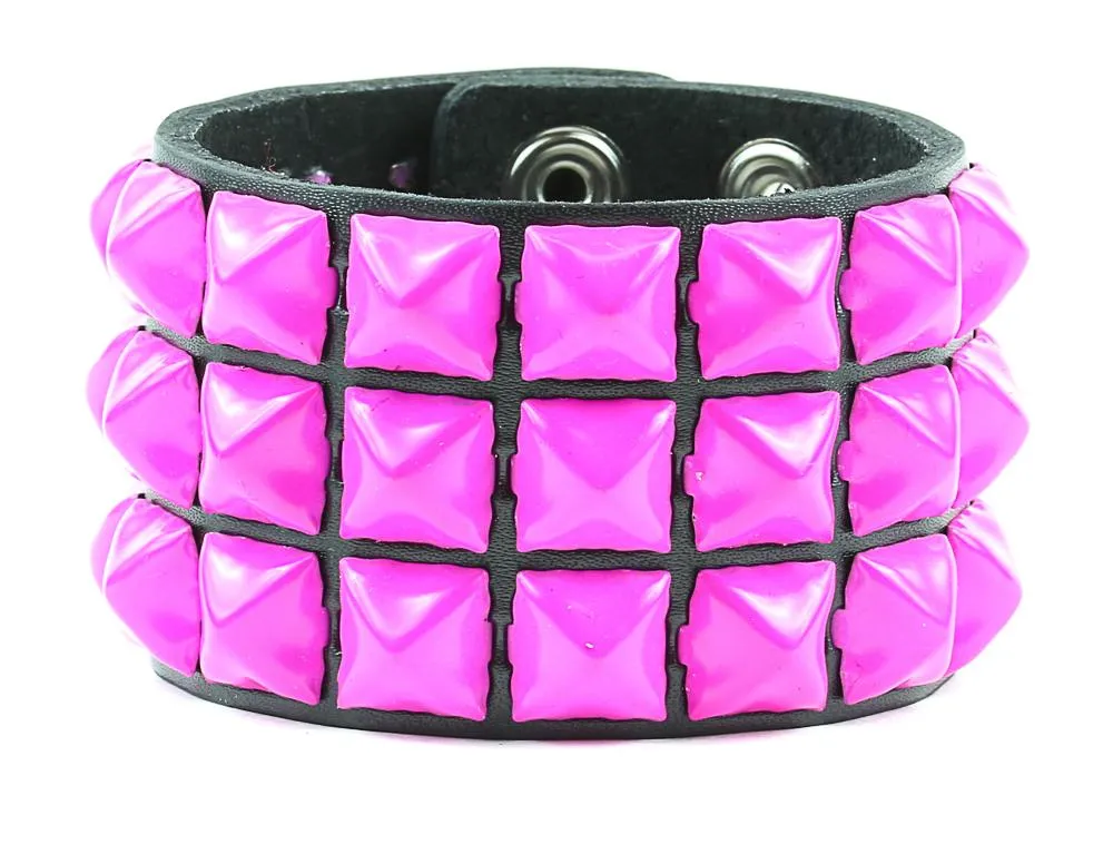Studded Bracelet 3 Row Pyramid