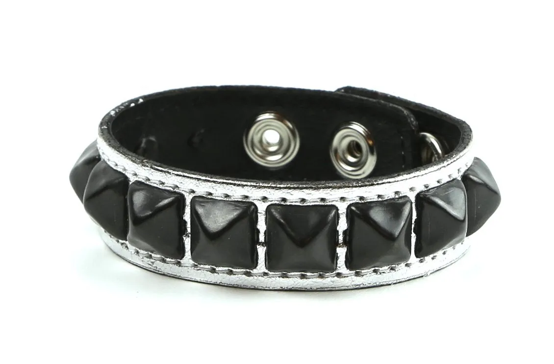 Studded Bracelet One Row Silver Bracelet
