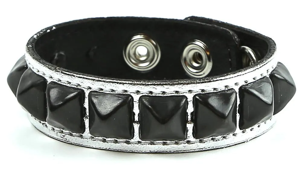 Studded Bracelet One Row Silver Bracelet