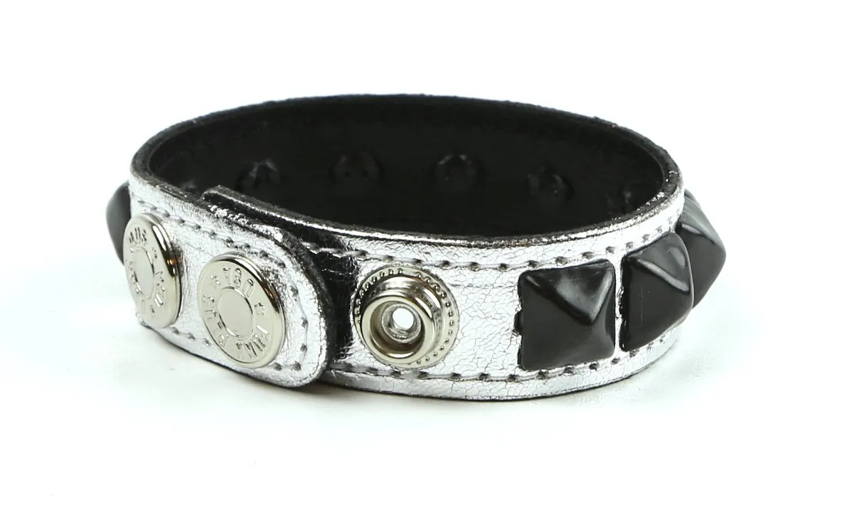 Studded Bracelet One Row Silver Bracelet