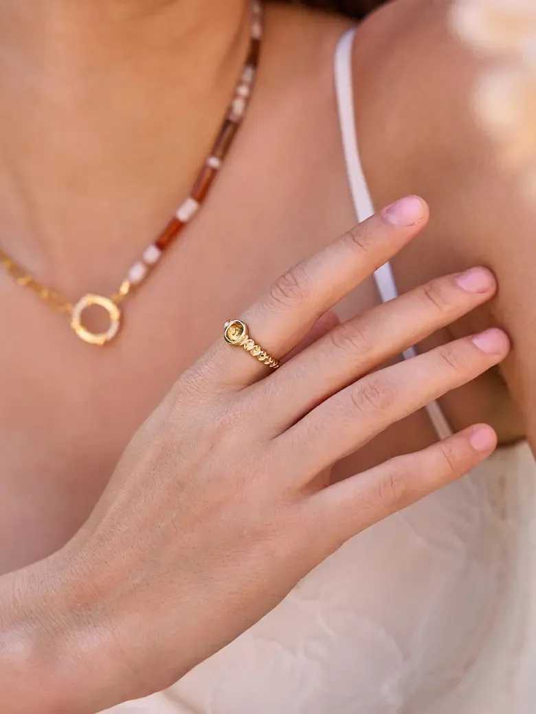 Sugarloaf Cut Citrine Open Ring