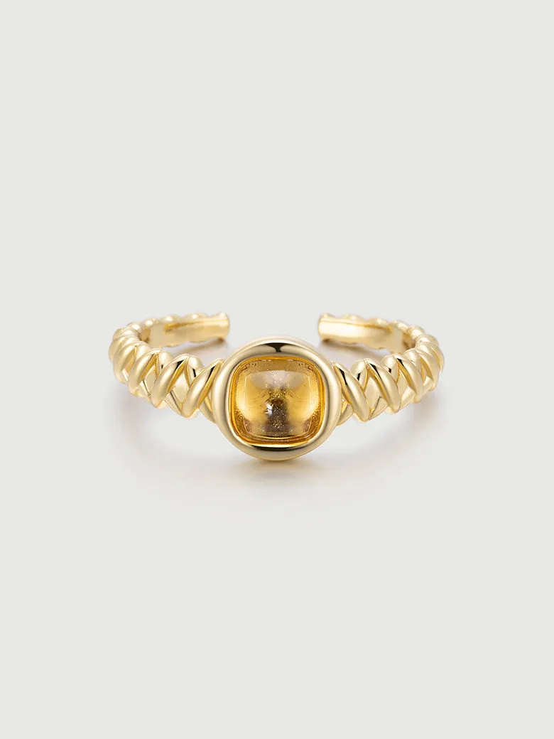 Sugarloaf Cut Citrine Open Ring