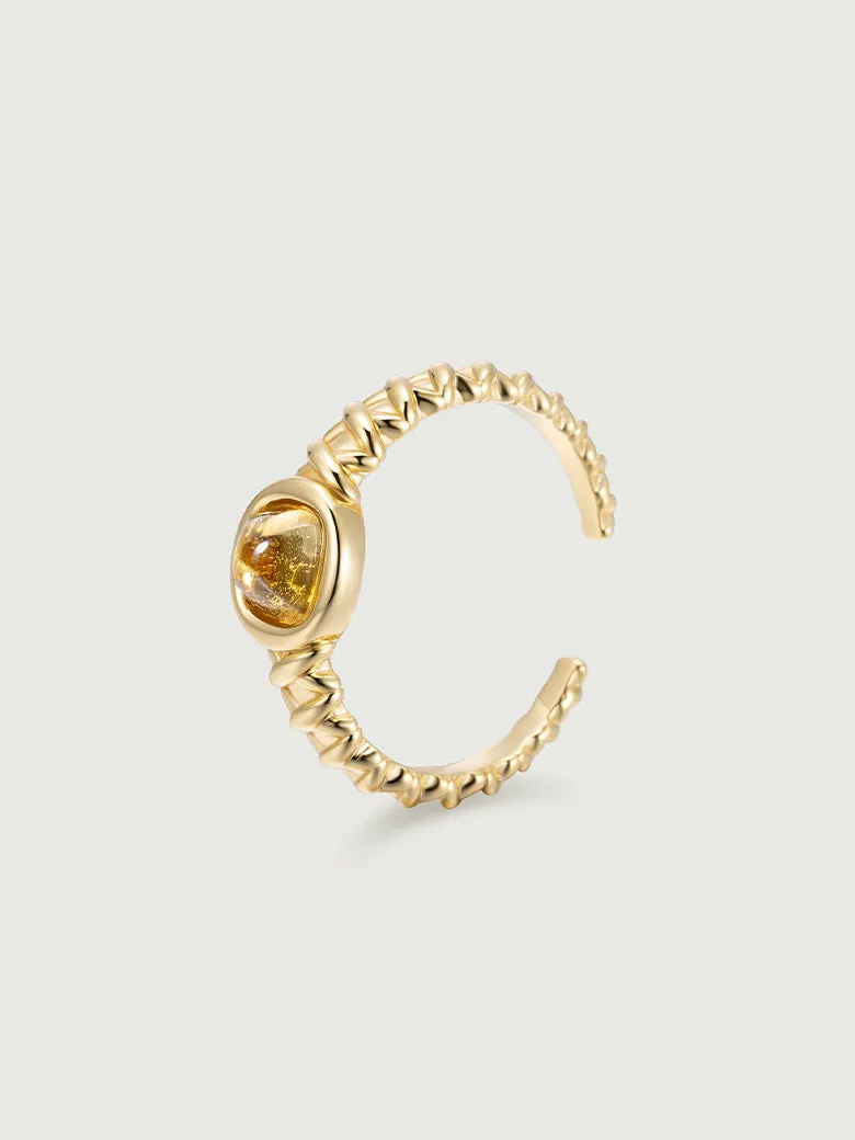 Sugarloaf Cut Citrine Open Ring
