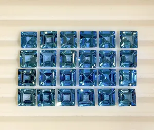 Swiss Blue Topaz Faceted Square Cut Gemstone, Loose Gemstone price per piece