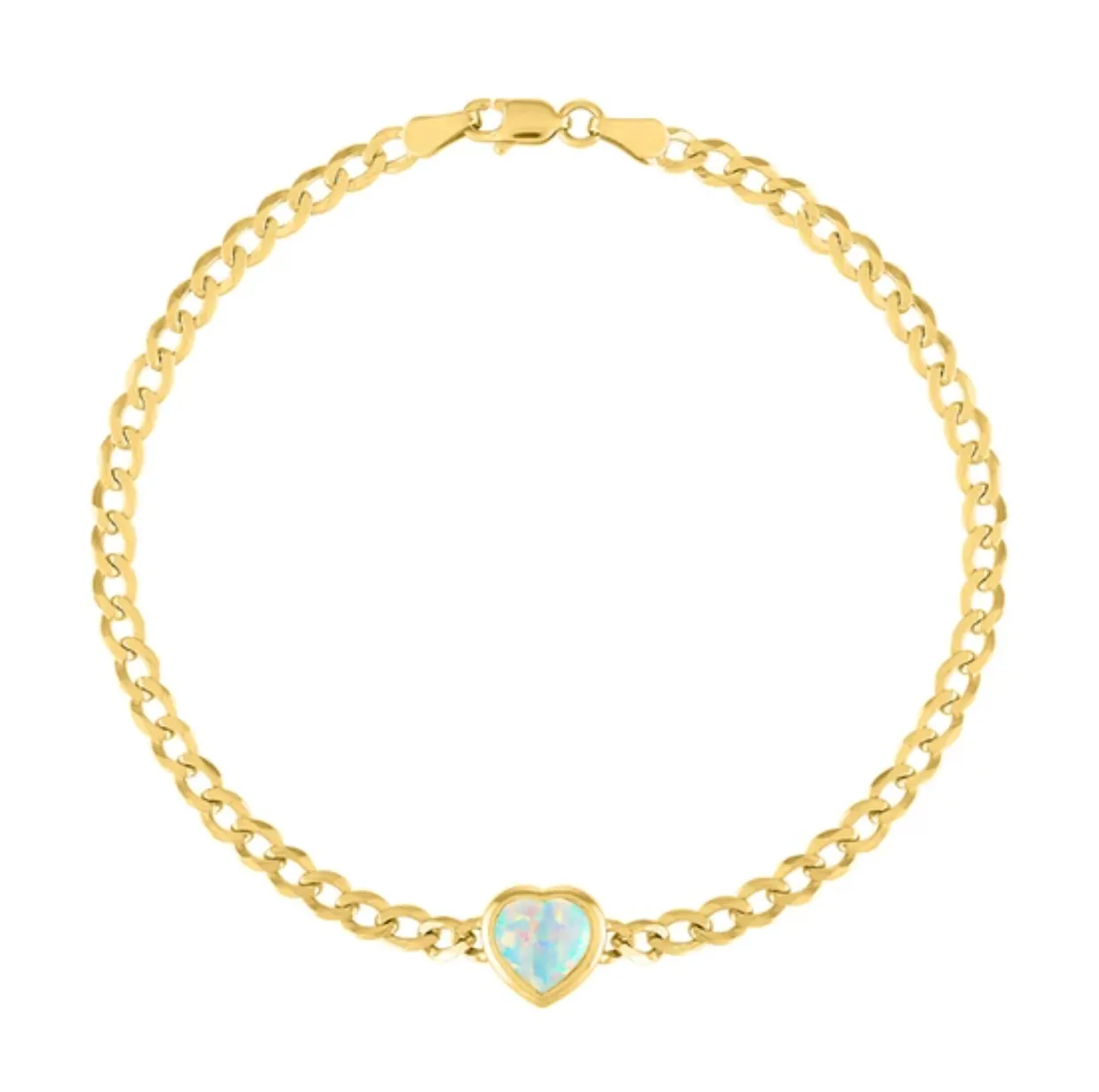 The Cooper Faceted Heart on Cuban Link Chain Bracelet