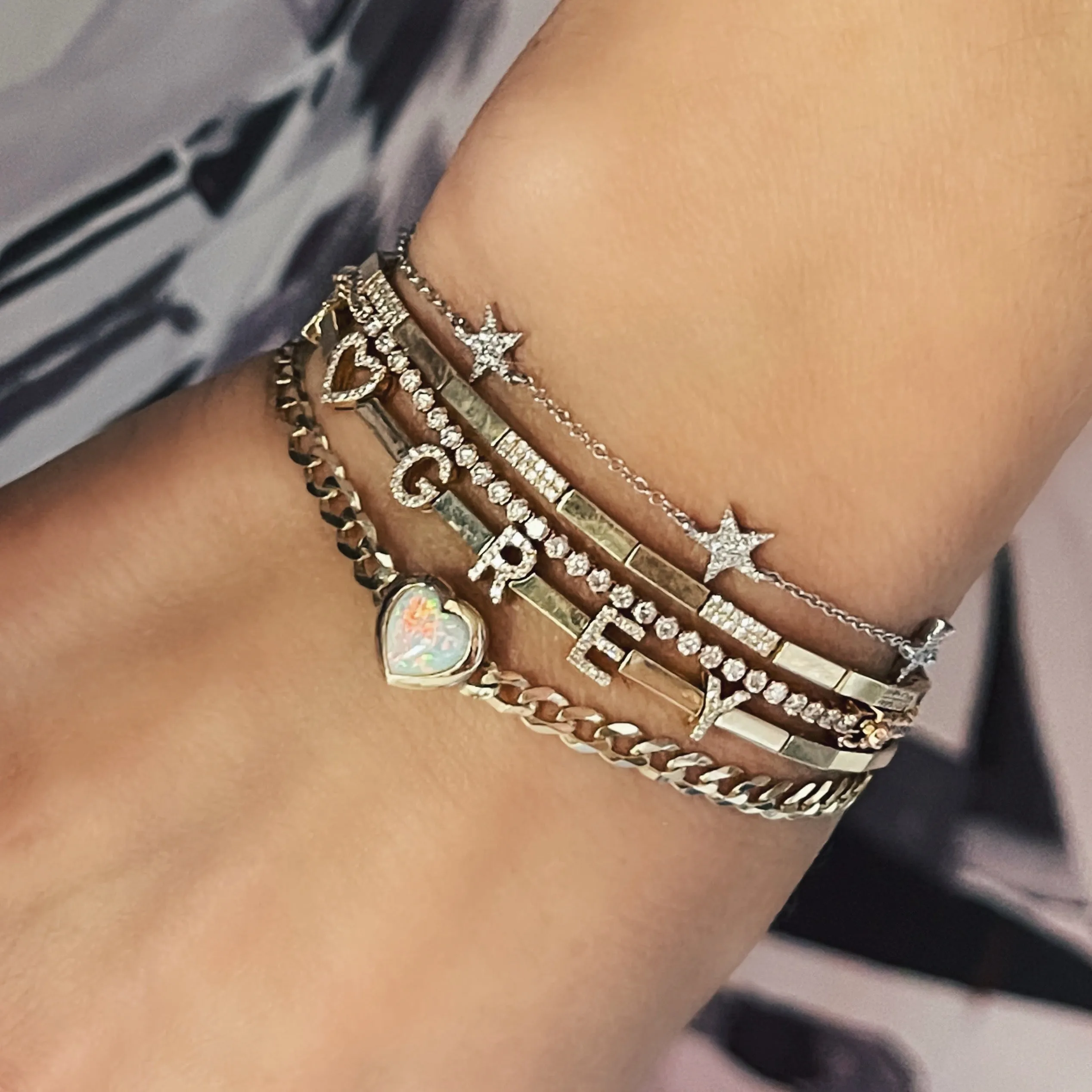 The Cooper Faceted Heart on Cuban Link Chain Bracelet