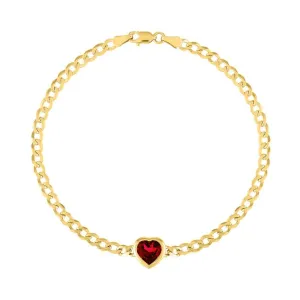 The Cooper Faceted Heart on Cuban Link Chain Bracelet