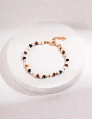 Tiger Eye Stone With Black Onyx Bracelet