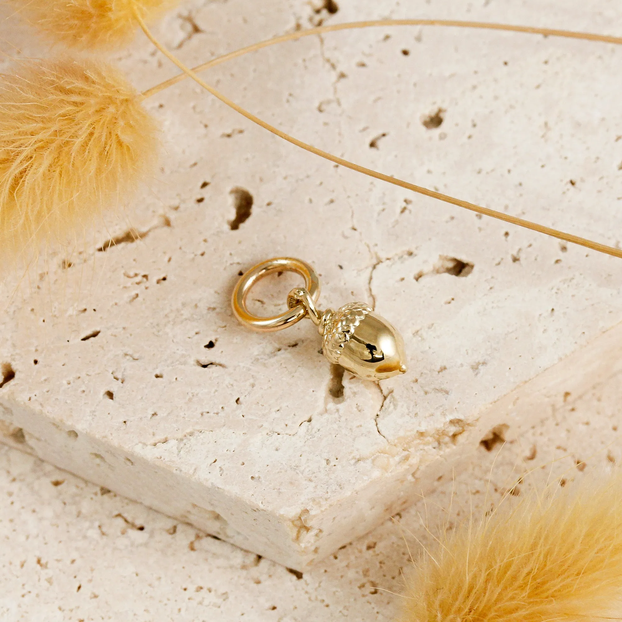 Tiny Acorn Solid Gold Charm