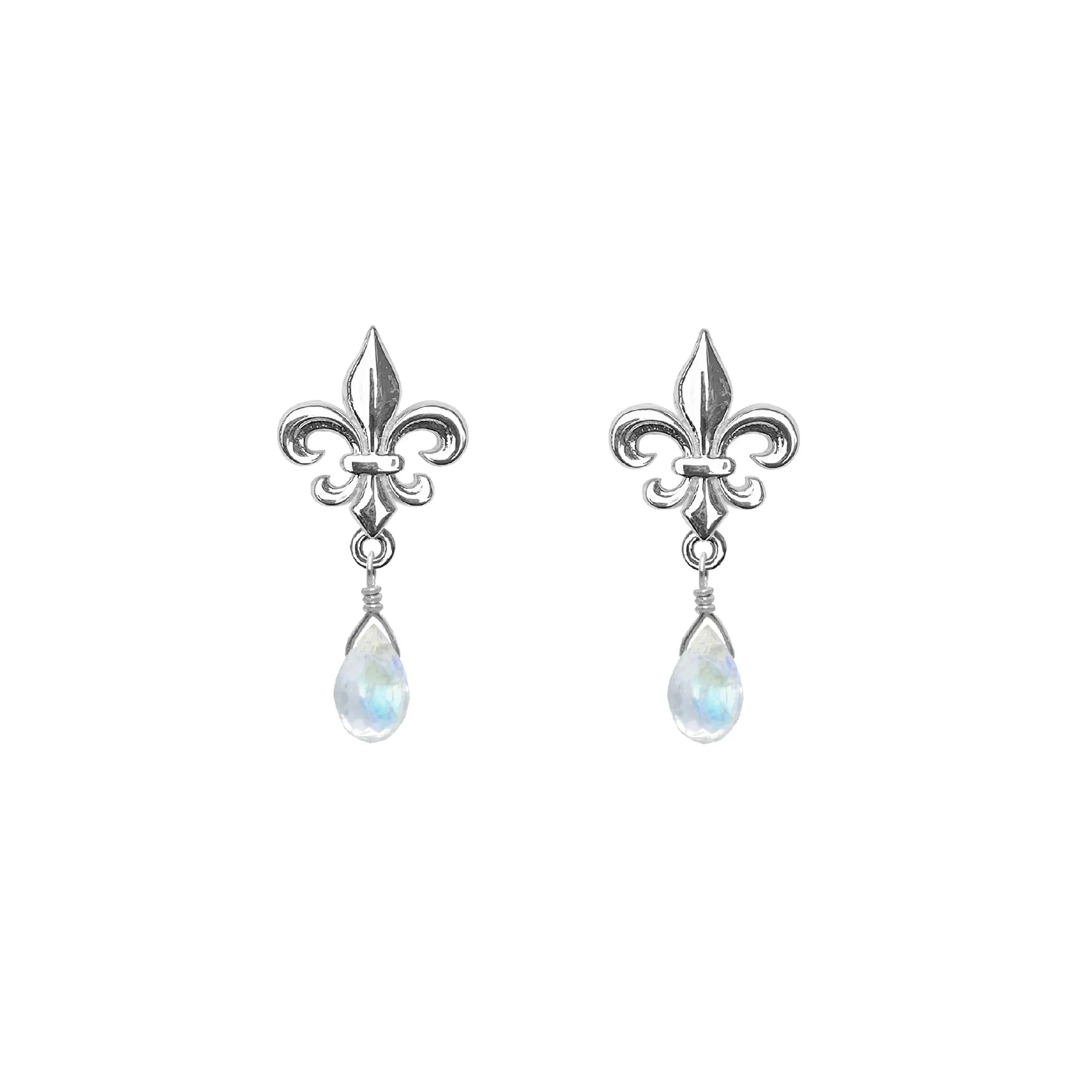 Tiny Fleur de Lis Gemstone Post Earrings