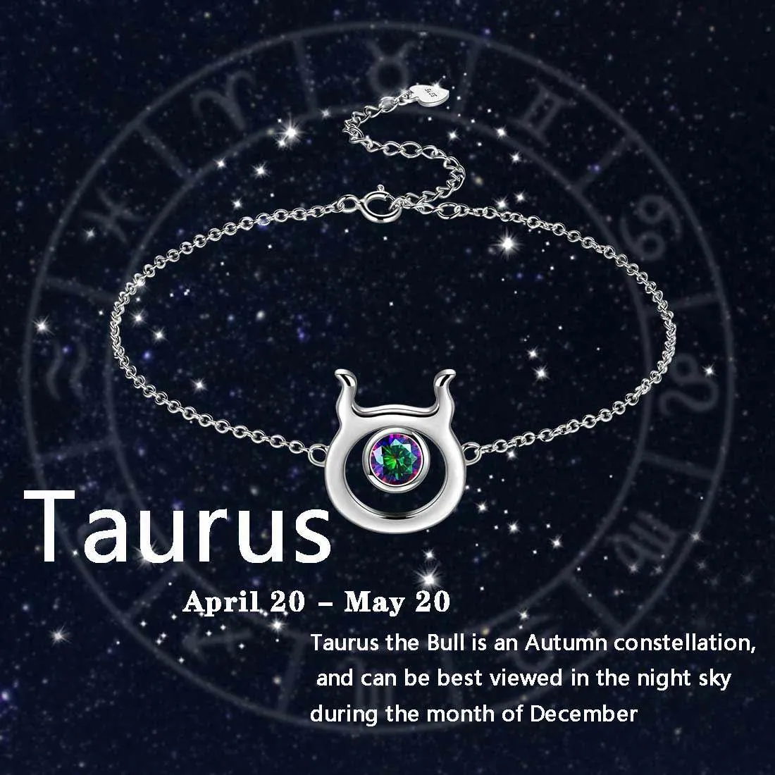 Tokyo Mart Taurus Bracelet Women Girls Jewelry Birthday Gift Mystic Topaz Sterling Silver