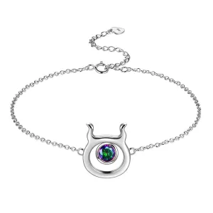 Tokyo Mart Taurus Bracelet Women Girls Jewelry Birthday Gift Mystic Topaz Sterling Silver