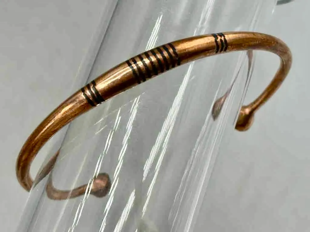 Tuareg Multiple Stripe Inlay Copper Bracelet