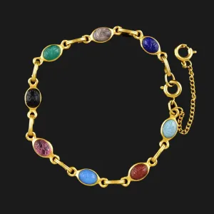 Vintage 12K Gold Fill Gemstone Scarab Bracelet