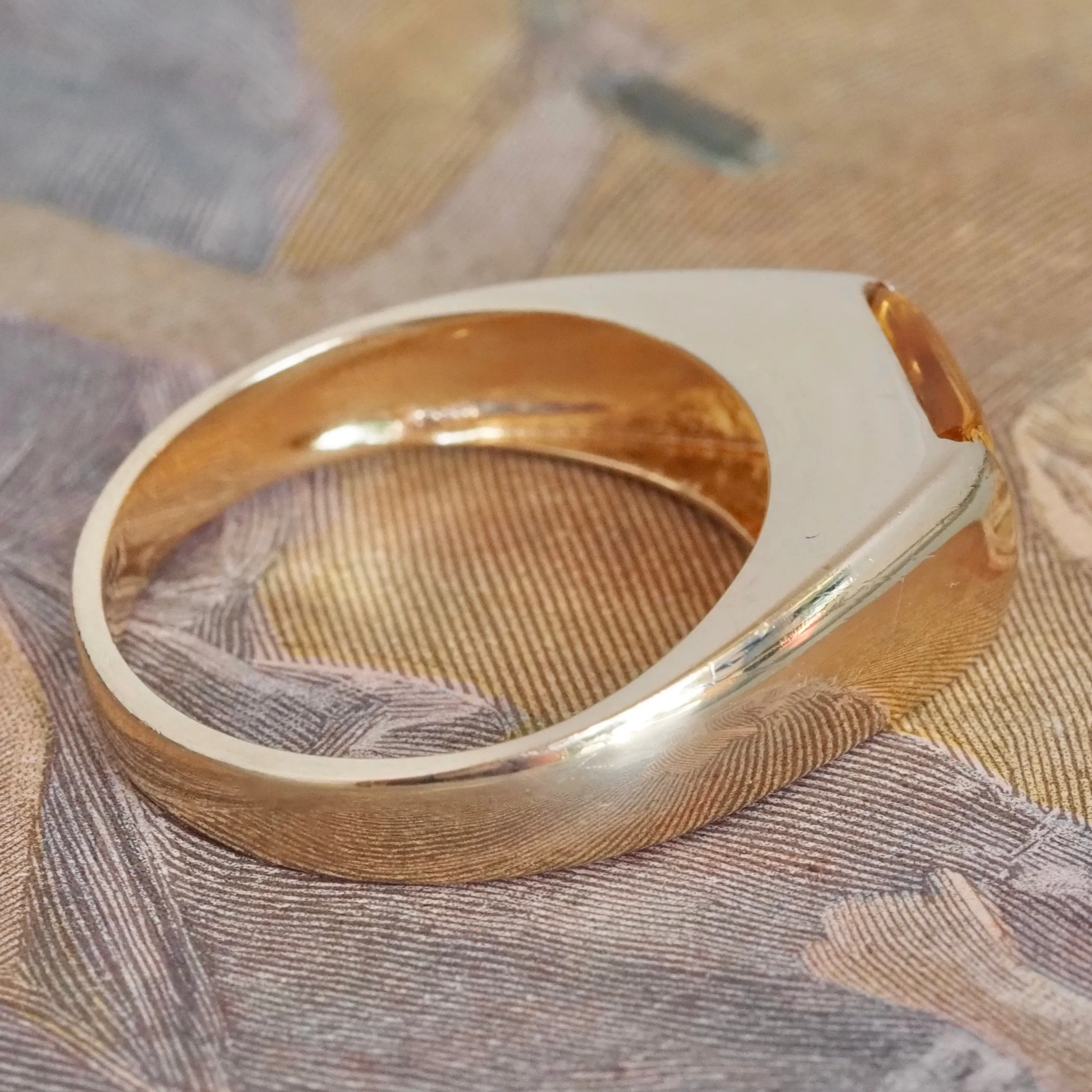 Vintage 14k Gold Buff Cut Citrine Ring