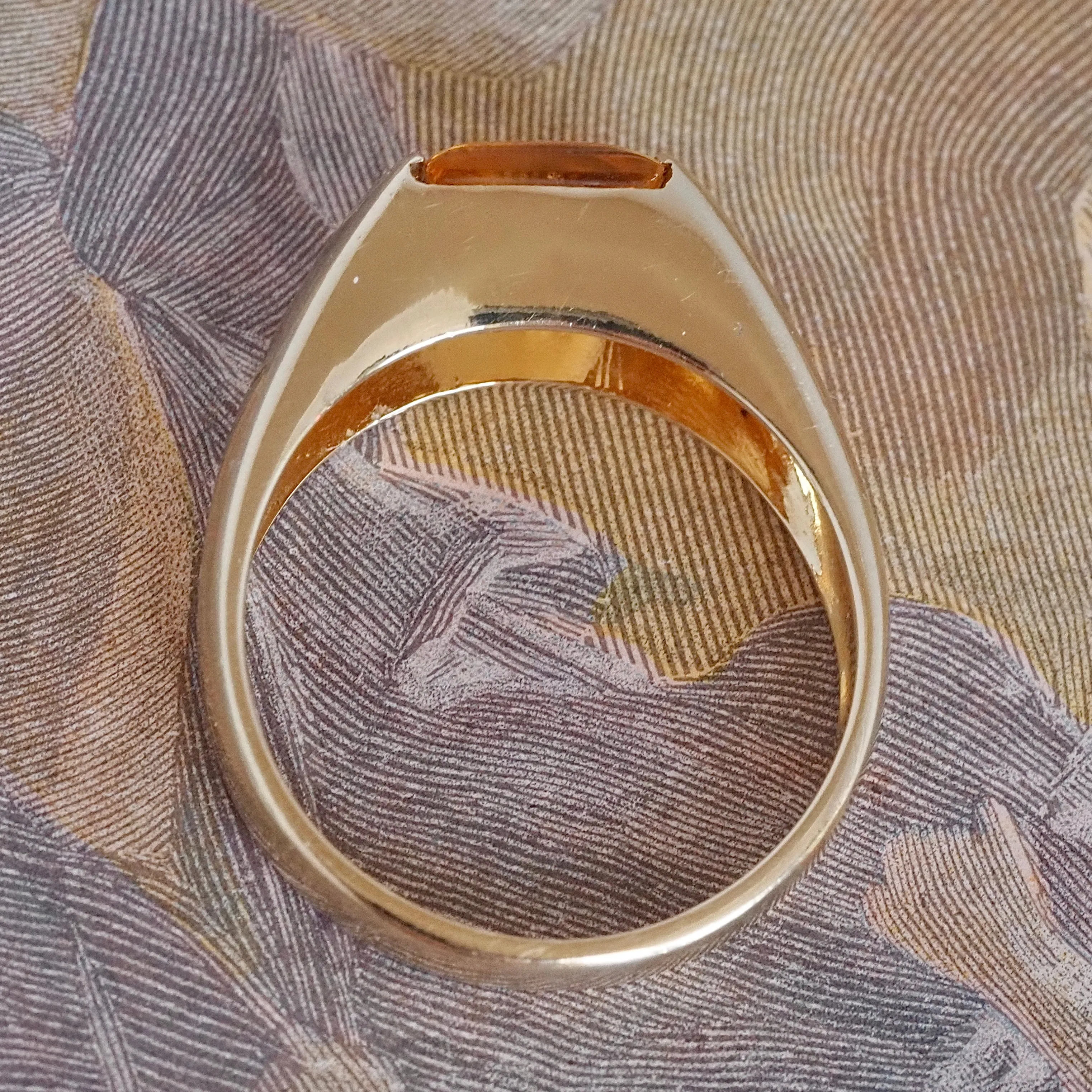 Vintage 14k Gold Buff Cut Citrine Ring