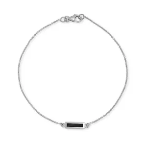 White Gold Onyx Inlay Bar Bracelet