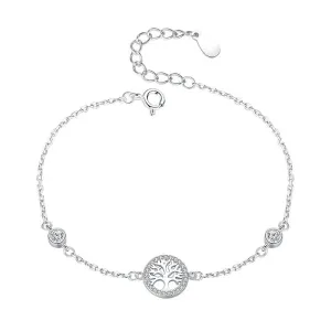 Women's Ladies Sterling Silver 925 Tree Of Life Bracelet Inlaid With Zircon
