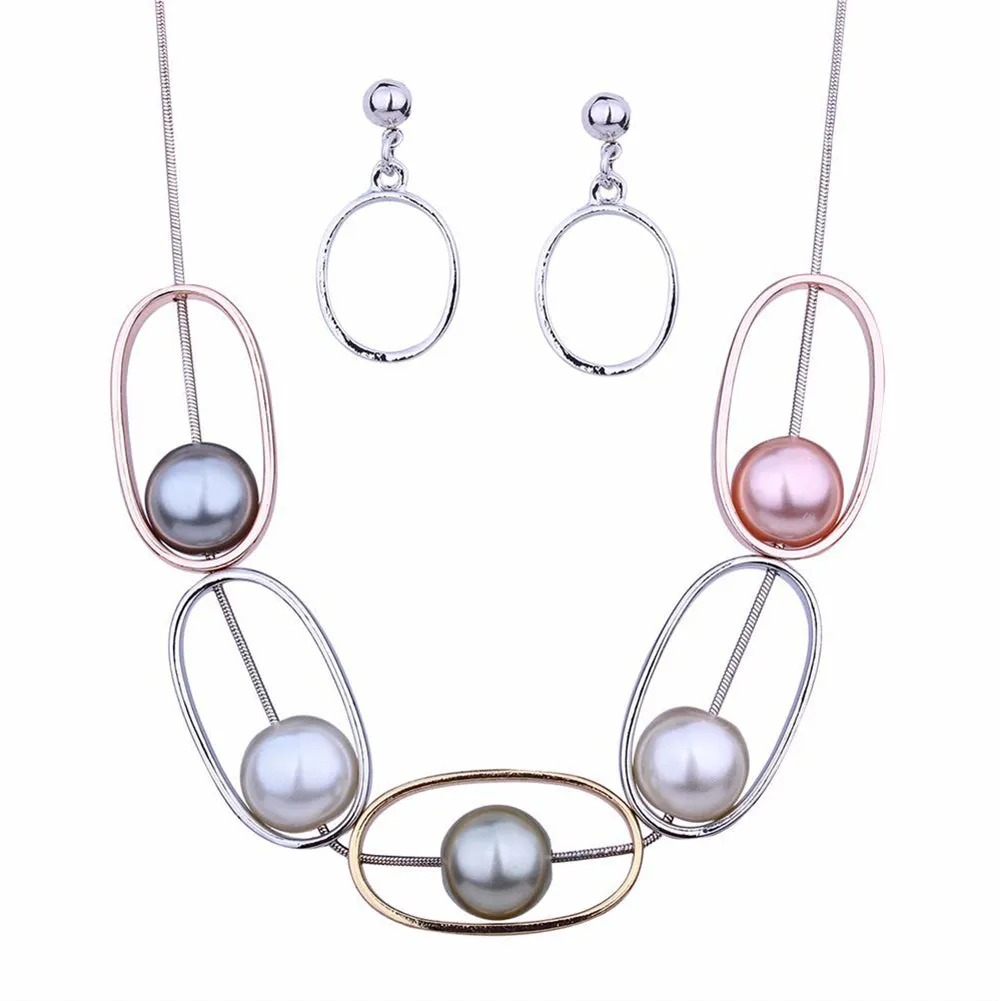Women's Wedding Flower Rhinestone Ring Earrings Necklace Bracelet Jewelry Set