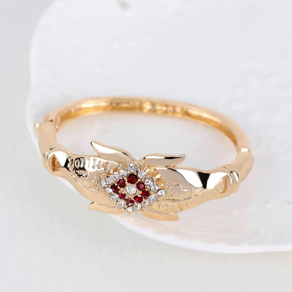 Women's Wedding Flower Rhinestone Ring Earrings Necklace Bracelet Jewelry Set