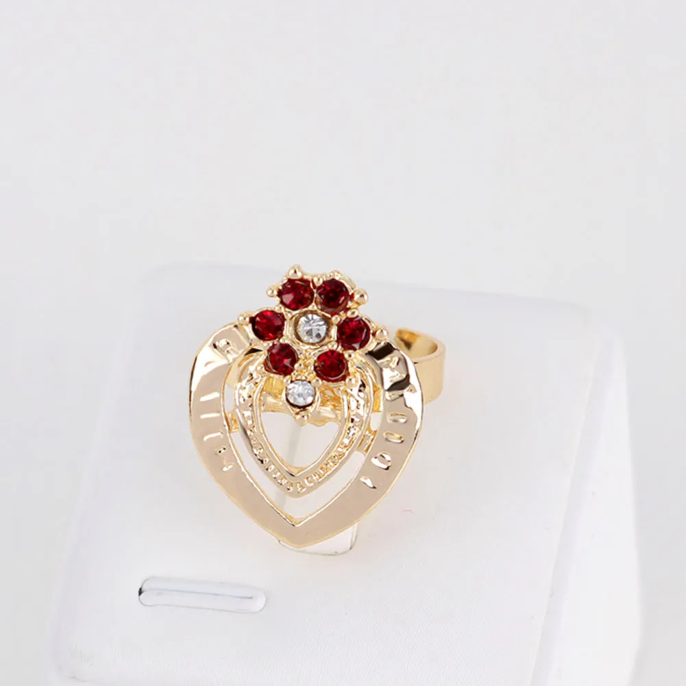 Women's Wedding Flower Rhinestone Ring Earrings Necklace Bracelet Jewelry Set