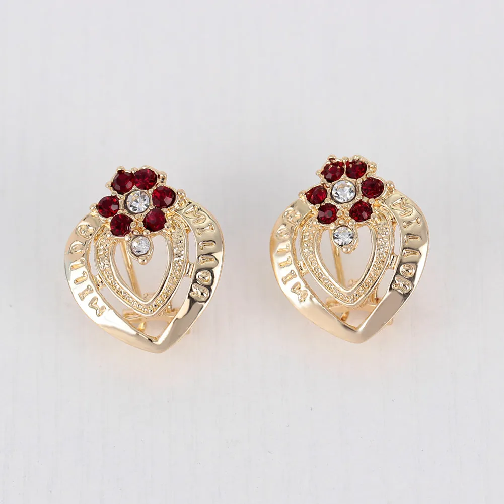 Women's Wedding Flower Rhinestone Ring Earrings Necklace Bracelet Jewelry Set