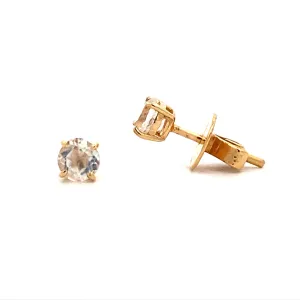 Yellow Gold Rainbow Moonstone Stud Earrings FL21320RM