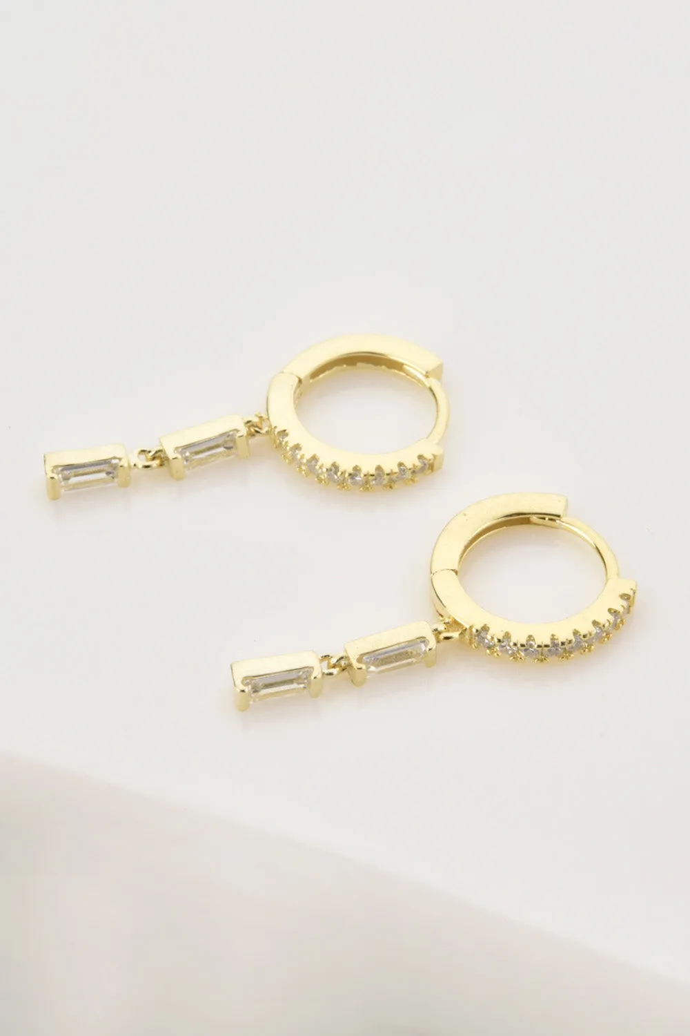 Zircon 925 Sterling Silver Drop Huggie Earrings